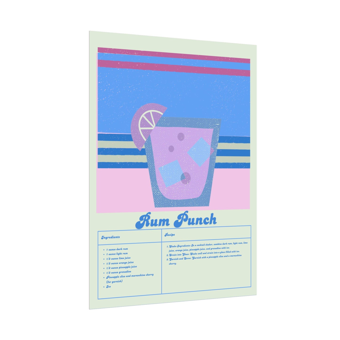 Rum Punch Illustration Vertical Poster LARGE EU