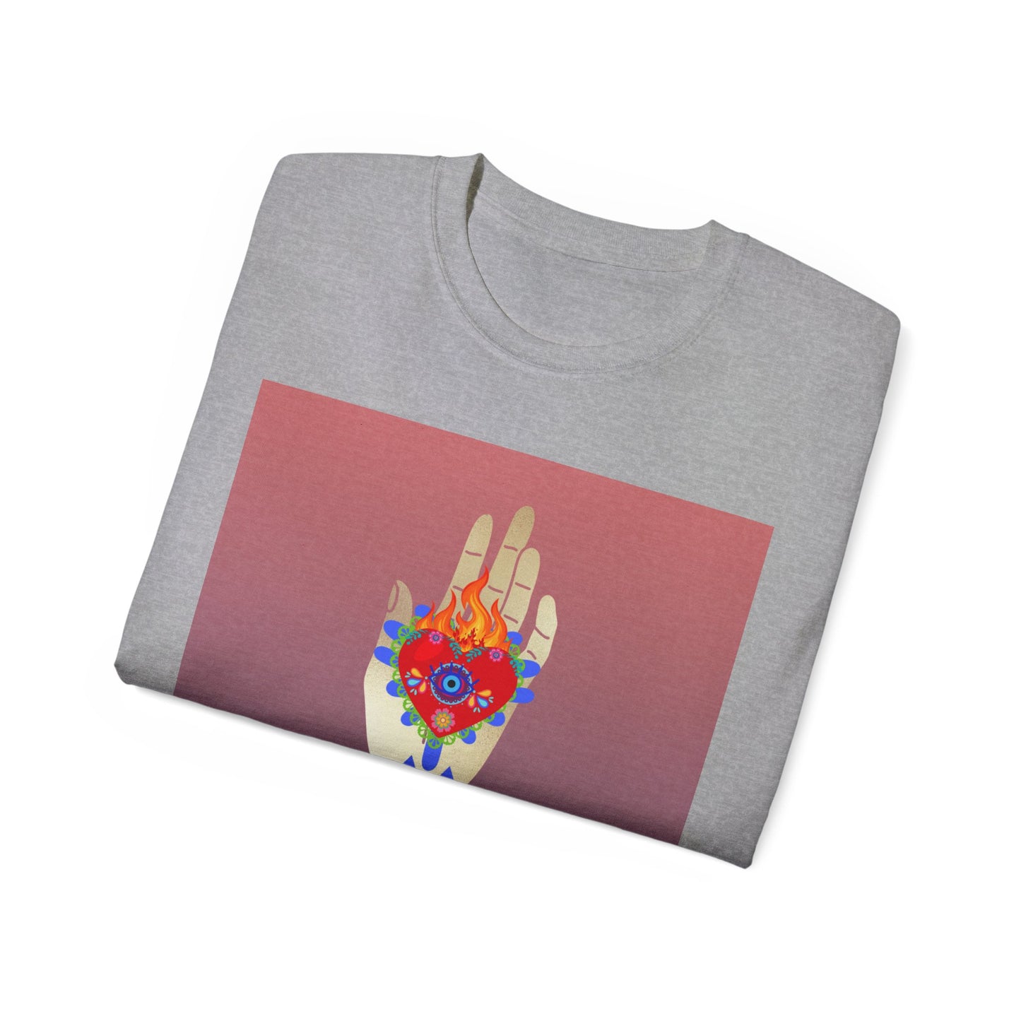 Camiseta de algodón ultra suave con ilustración de corazón ardiente de Passions EU