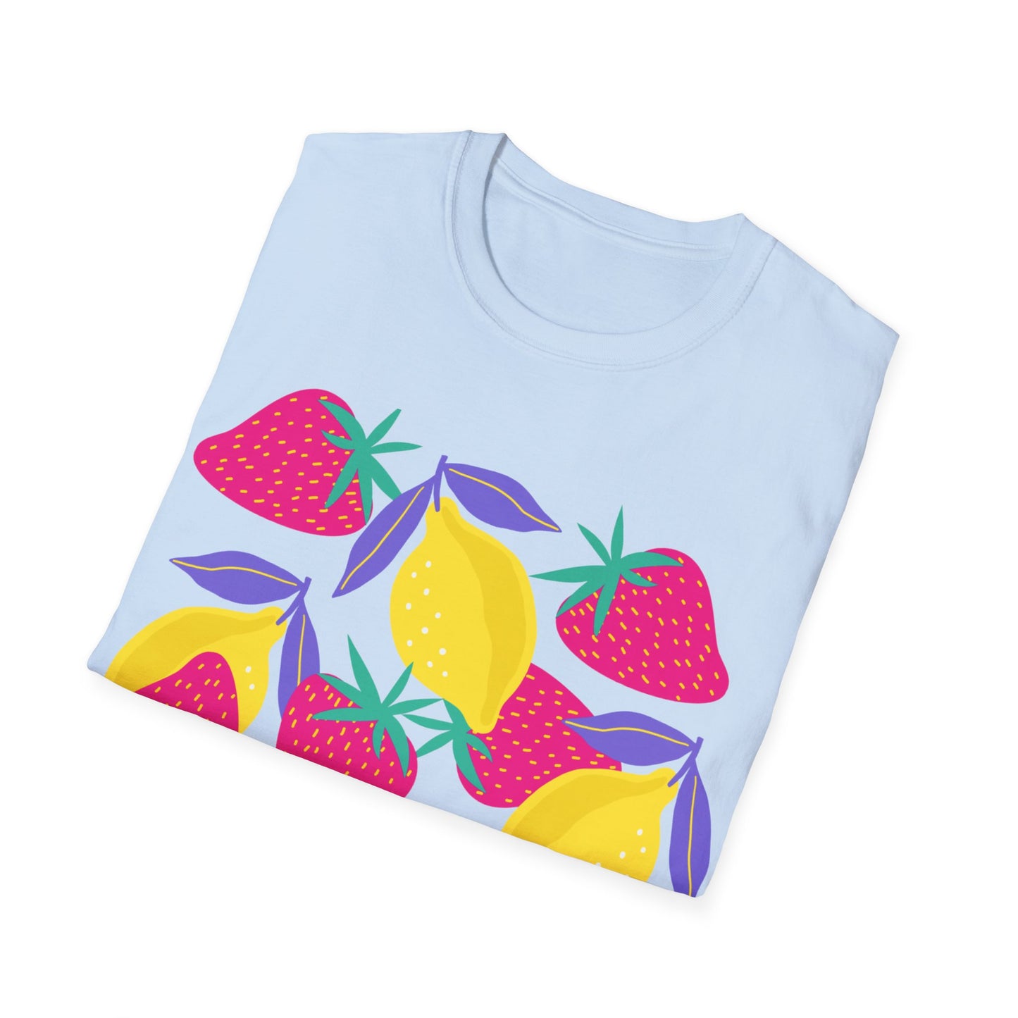 Camiseta unisex de estilo suave con limones y fresas de la UE