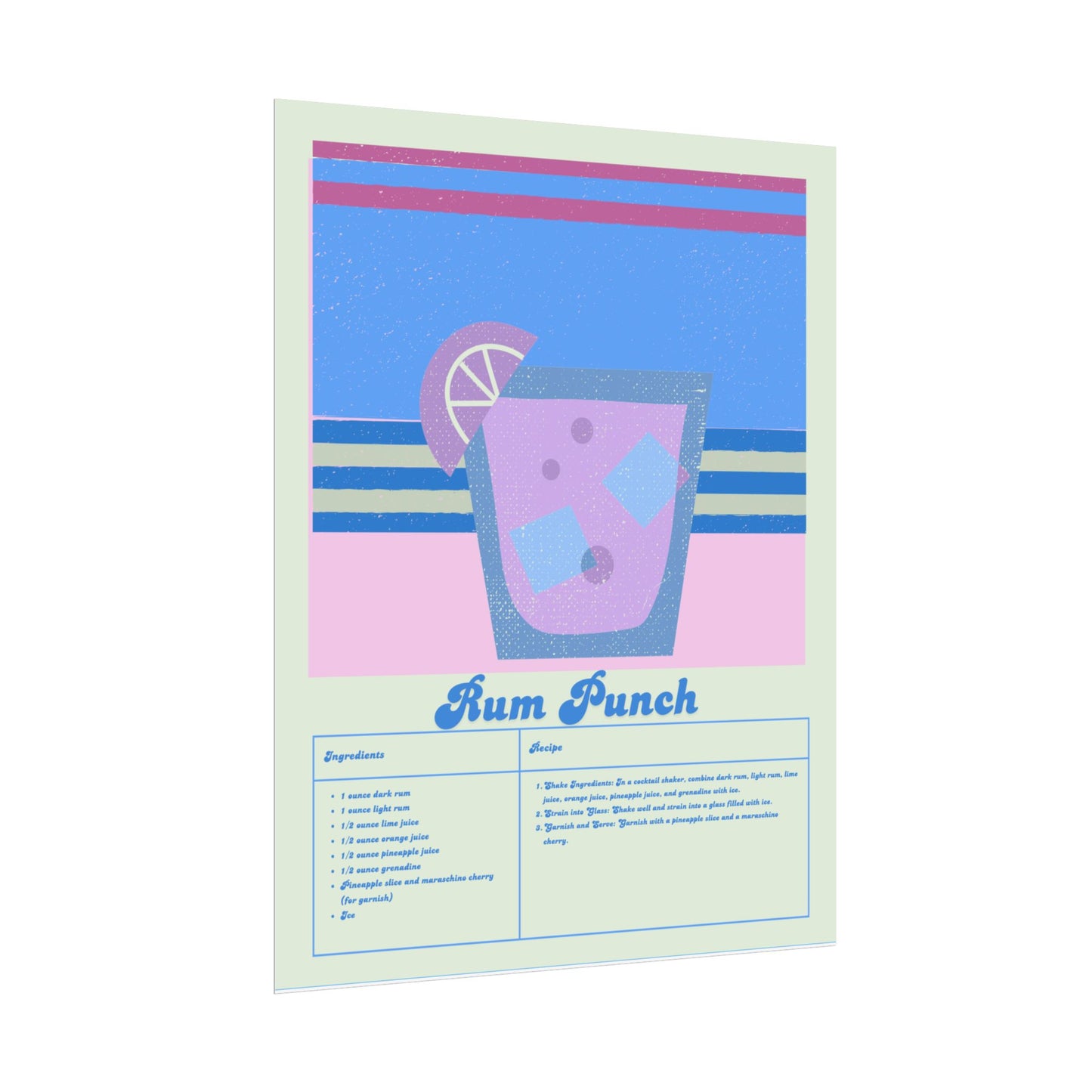 Rum Punch Illustration Vertical Poster SMALL EU