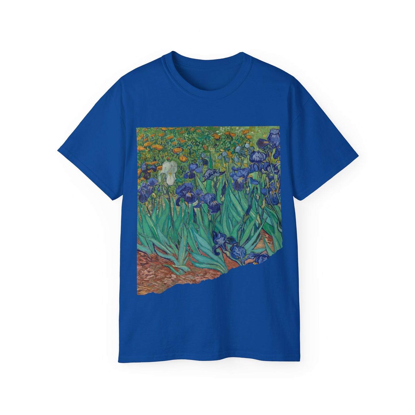 Camiseta unisex de algodón ultrafino con la imagen de los lirios rasgados de Van Gogh, 1889