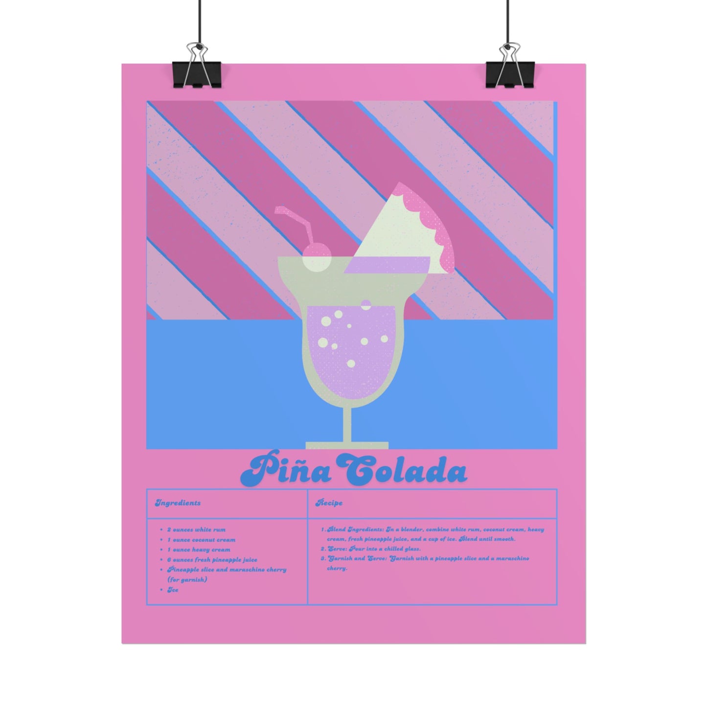 Pina Colada Illustration Vertical Poster SMALL EU