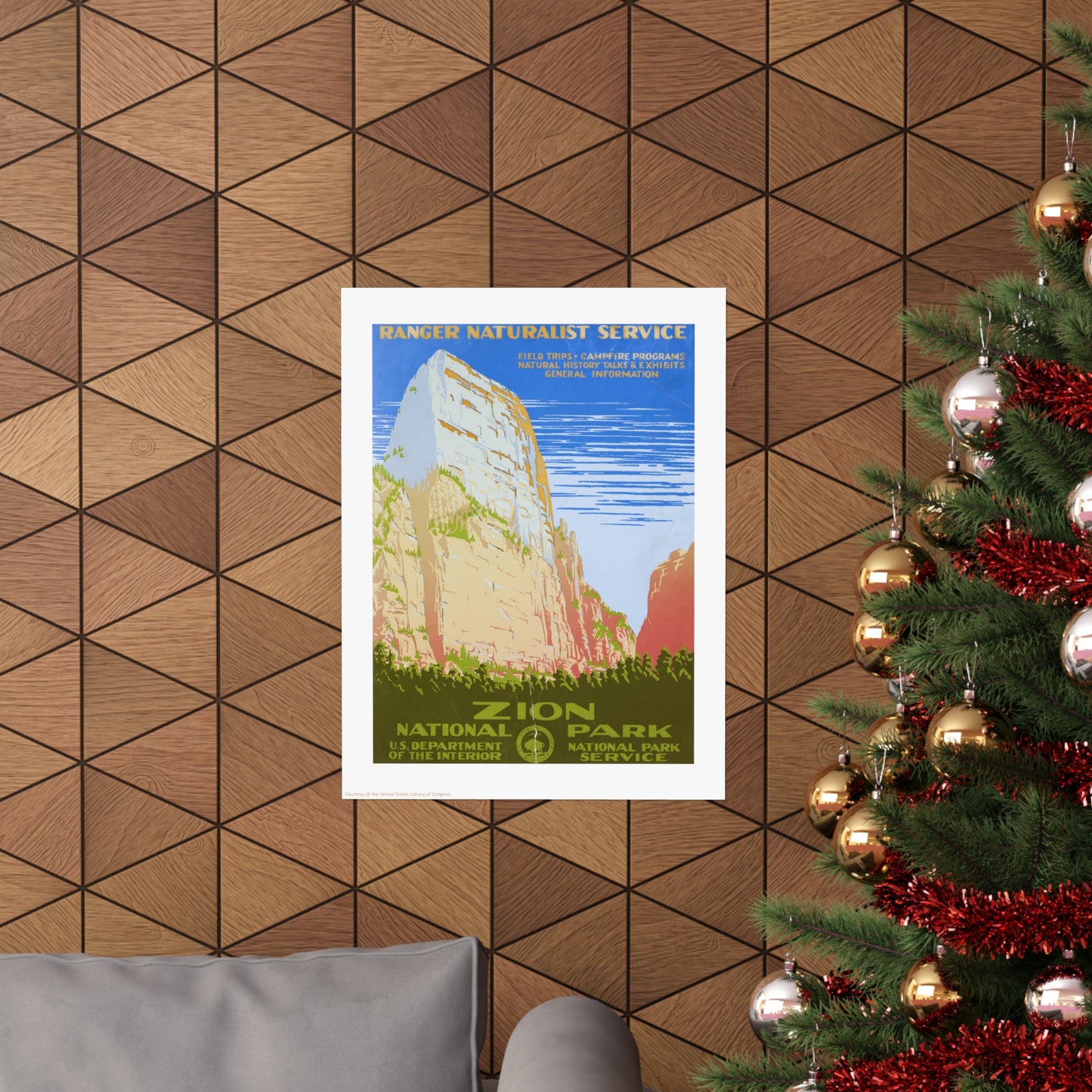 Zion National Park Illustration Vertical Poster