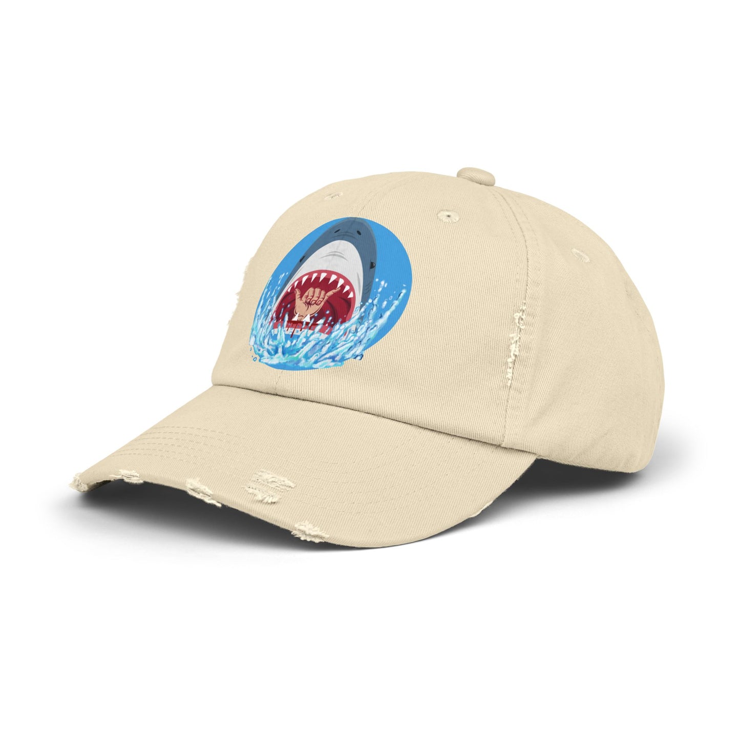 Surfin' Shark Unisex Distressed Cap