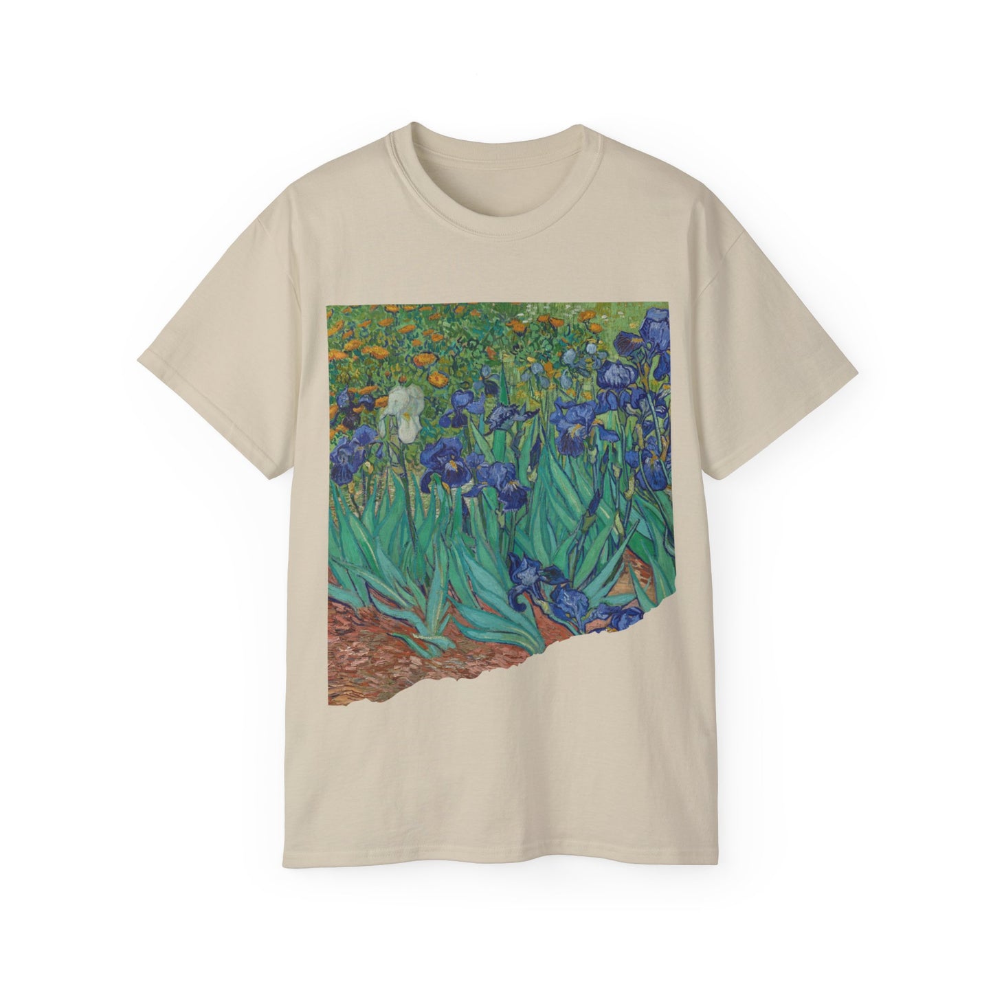 Camiseta unisex de algodón ultrafino con la imagen de los lirios rasgados de Van Gogh, 1889