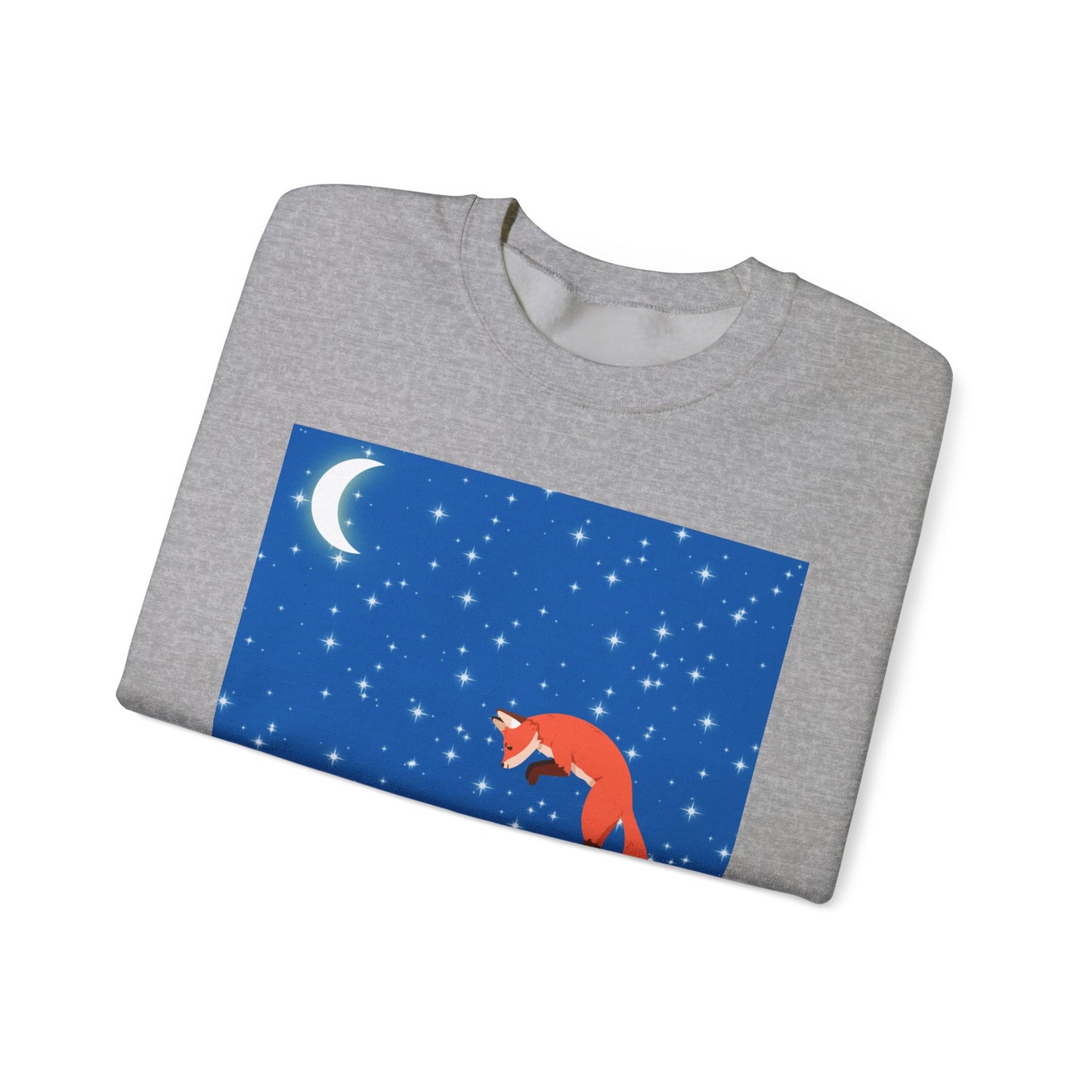 Sudadera unisex de mezcla pesada con cuello redondo Snow Jumping Fox