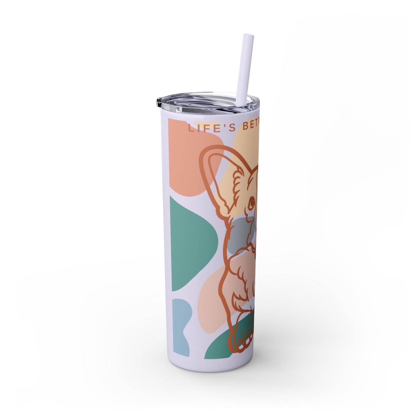 Cute Corgi Skinny Tumbler with Straw, 20oz