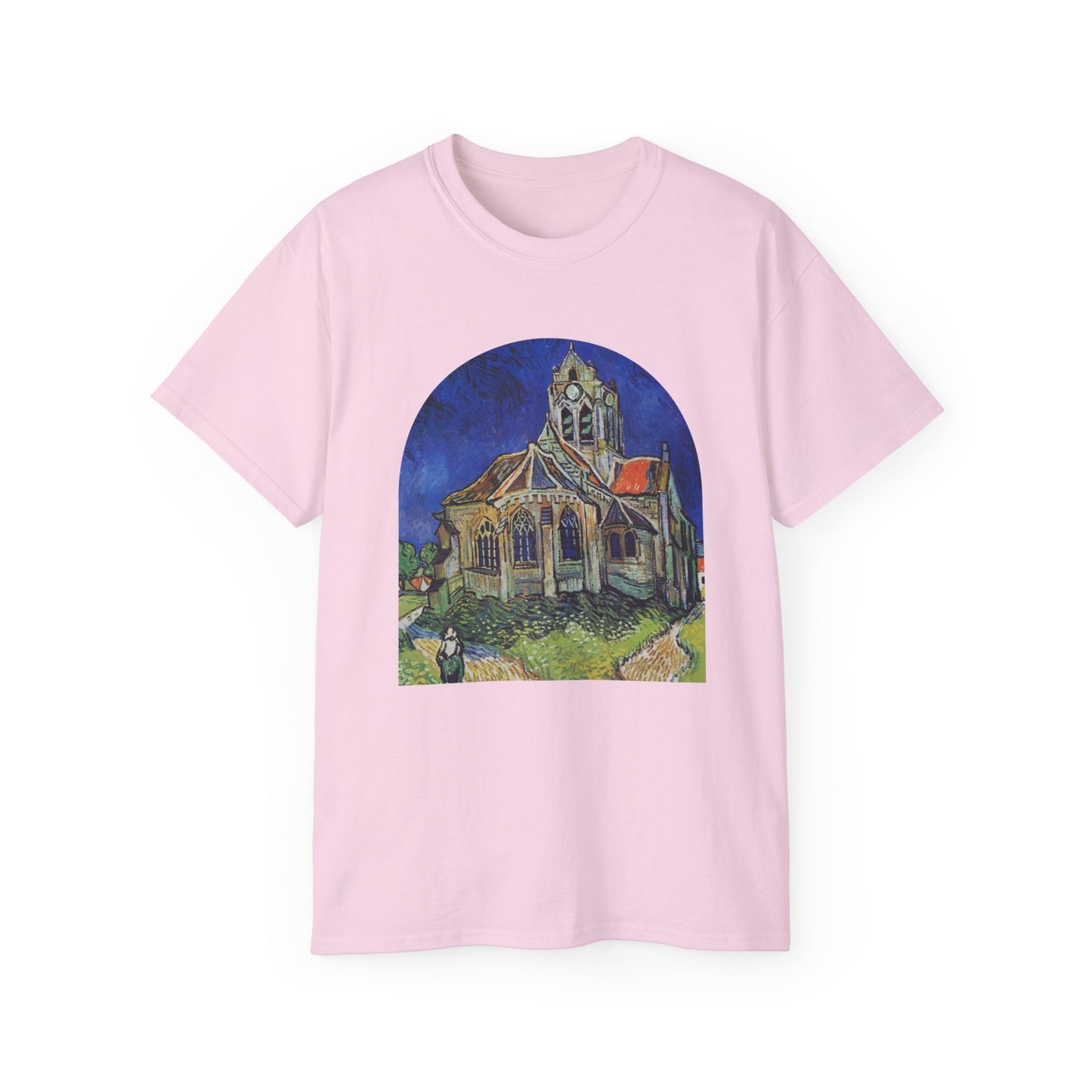 Camiseta de algodón ultra suave de Vincent Van Gogh, La iglesia de Auvers, 1890, EU