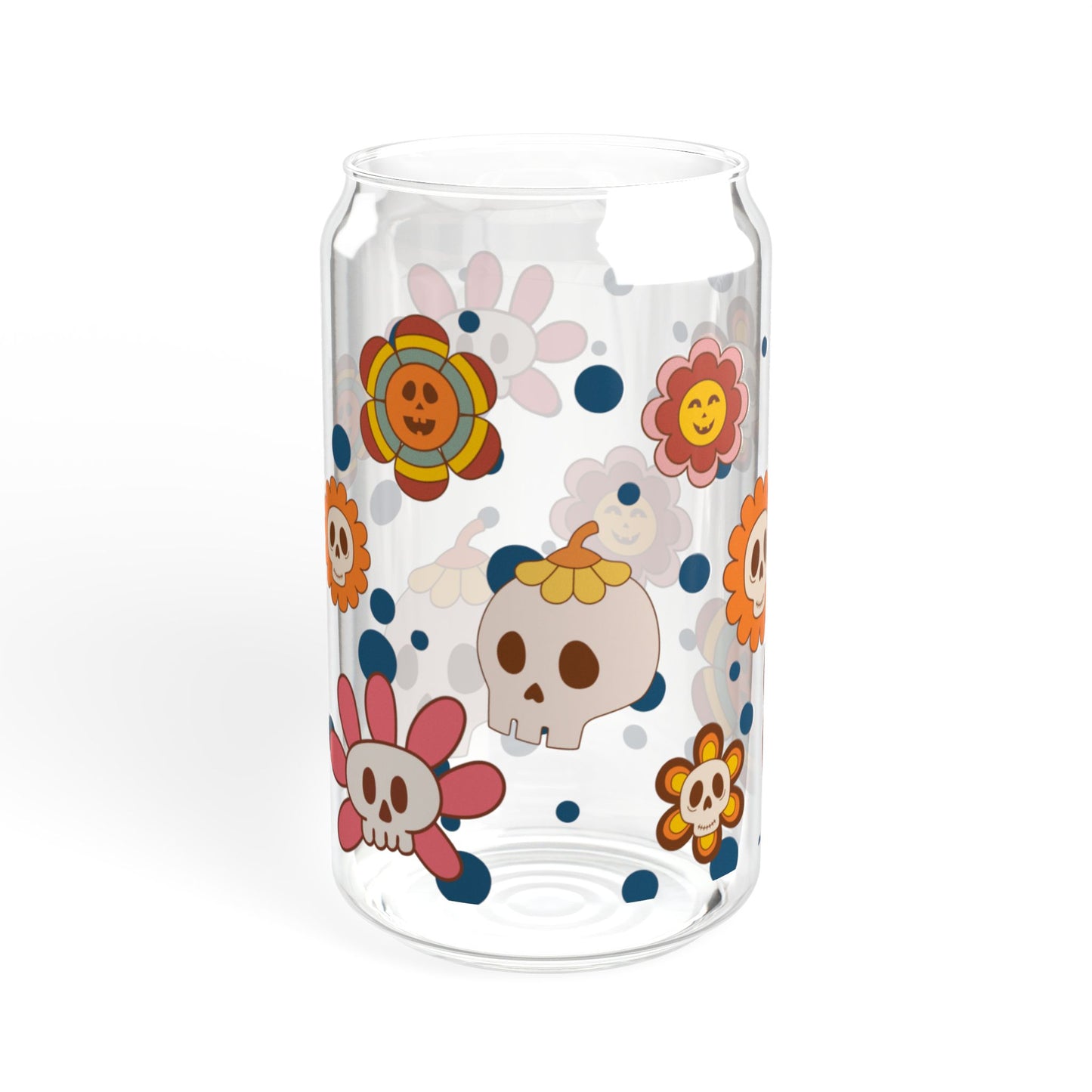 Halloween Flowers Sipper Glass, 16oz