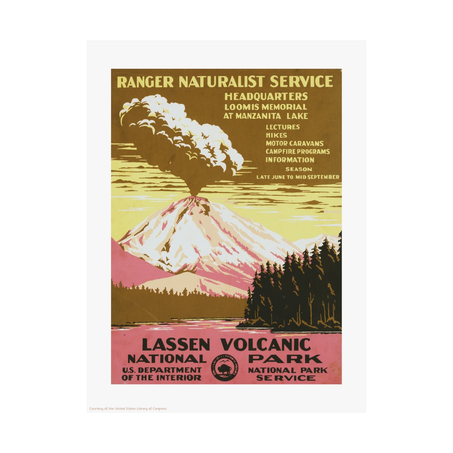 Lassen Volcanic National Park Illustration Vertical Poster