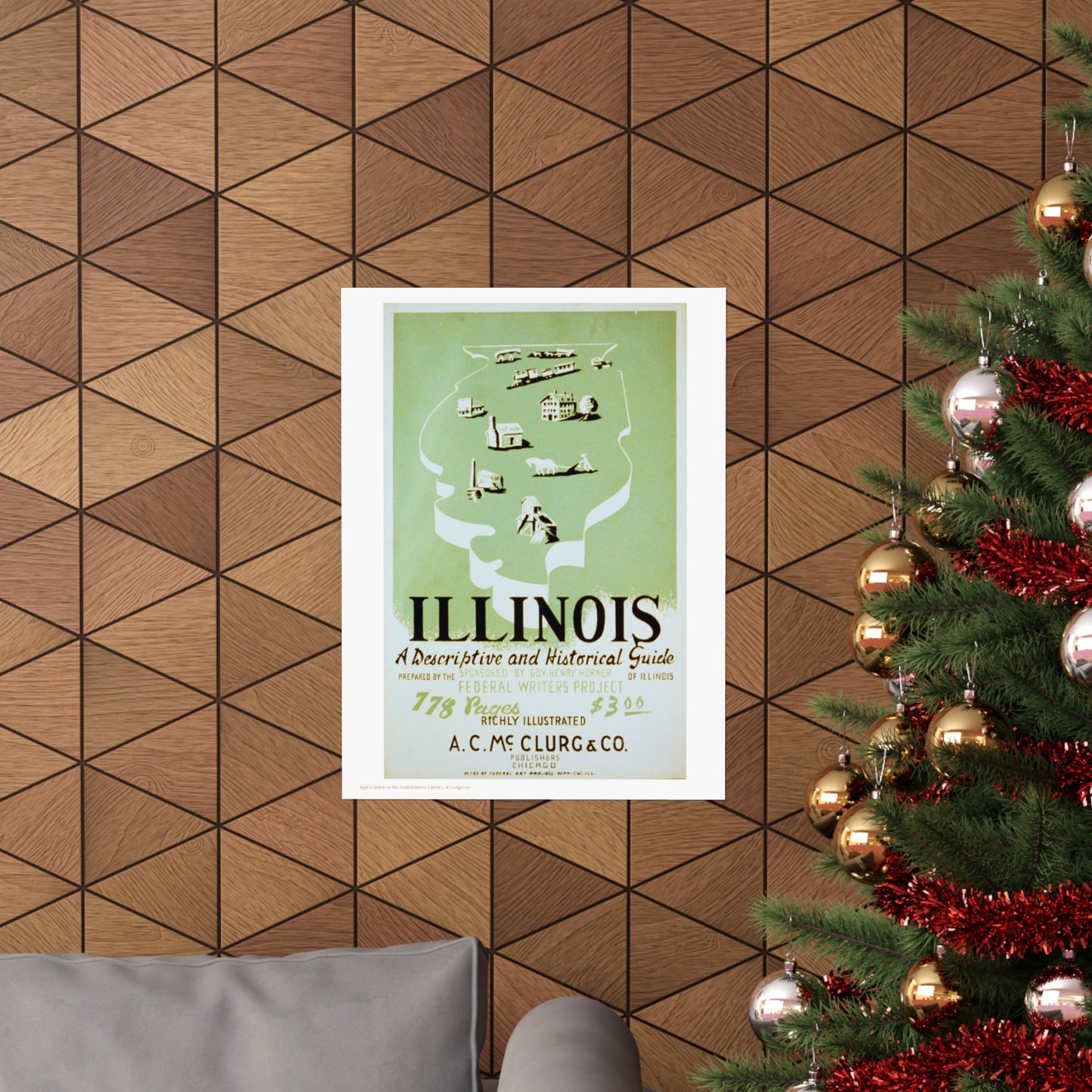 Illinois a Guide Illustration Vertical Poster