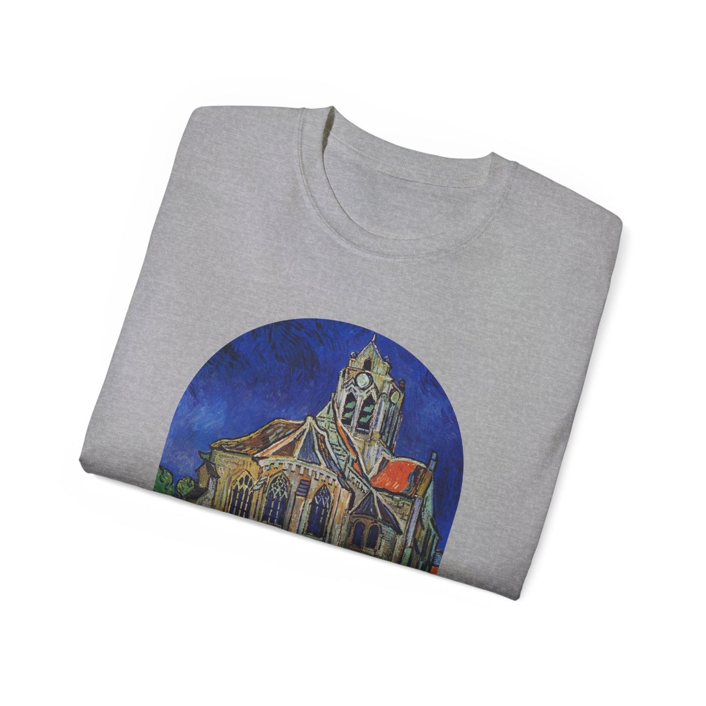 Camiseta de algodón ultra suave de Vincent Van Gogh, La iglesia de Auvers, 1890, EU