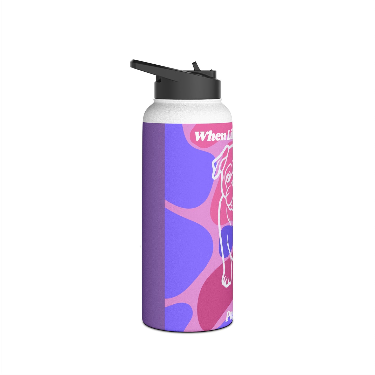 Charming Pug Stainless Steel Water Bottle, Standard Lid