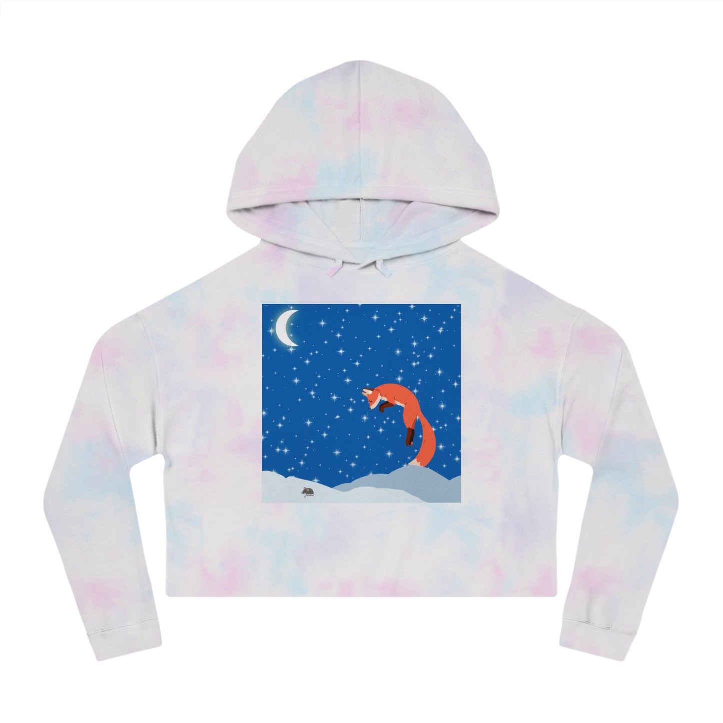 Snow Jumping Fox Crop Hoodie