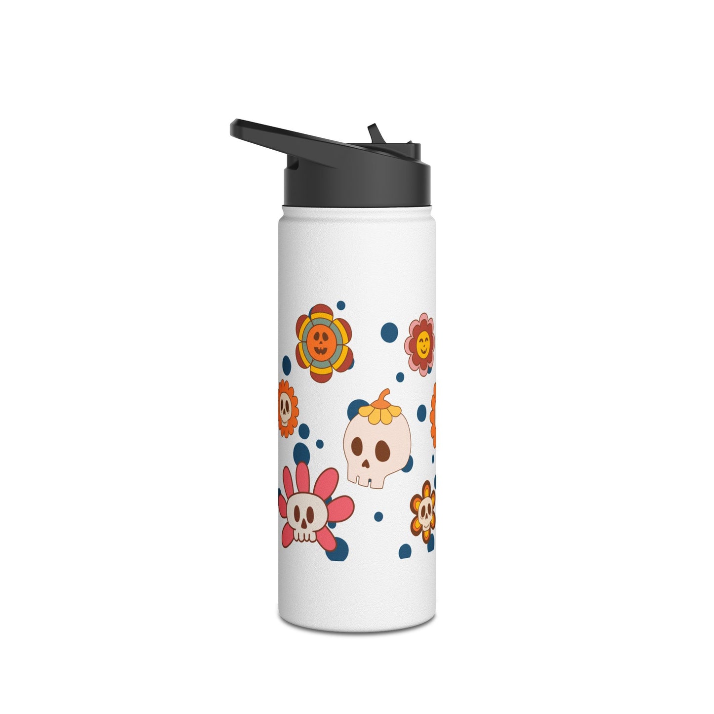 Halloween Flowers Stainless Steel Water Bottle, Standard Lid