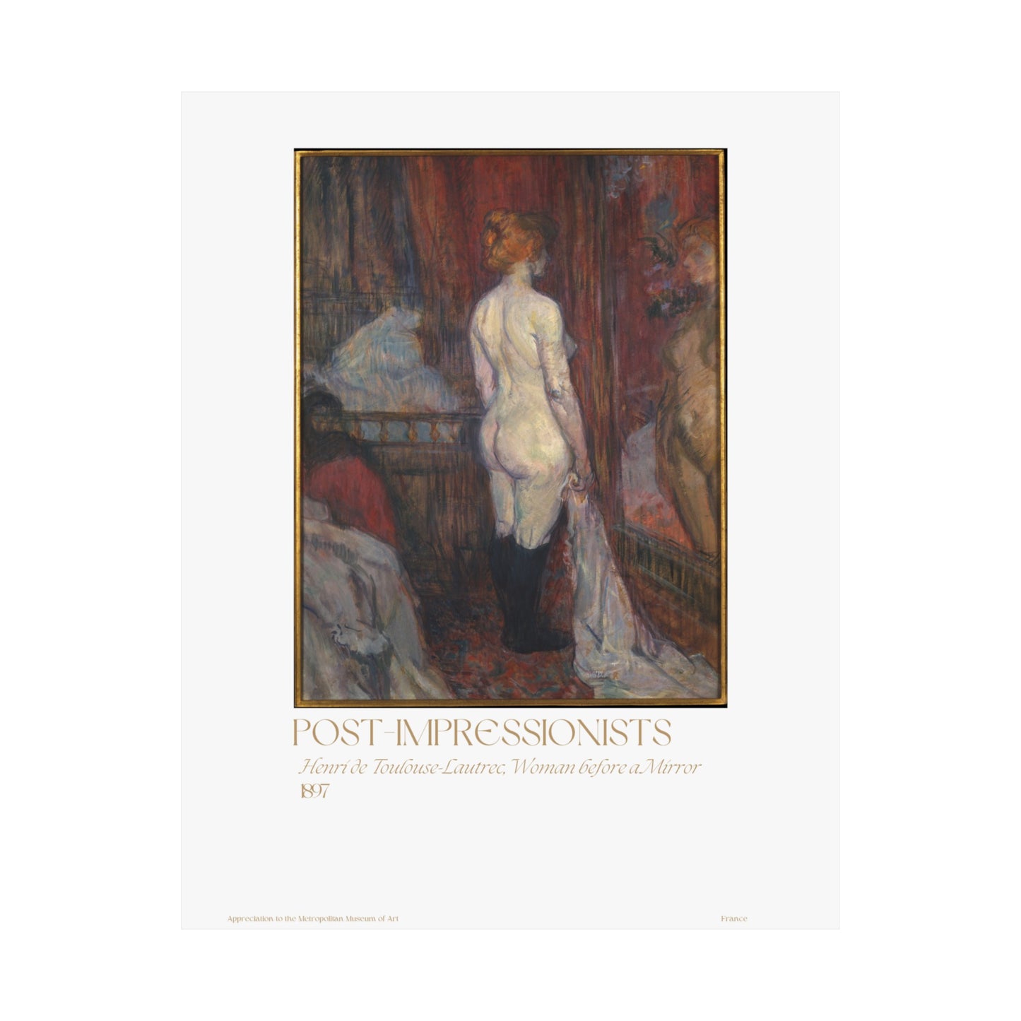 Henri de Toulouse-Lautrec, Woman before a Mirror 1897 Vertical Poster