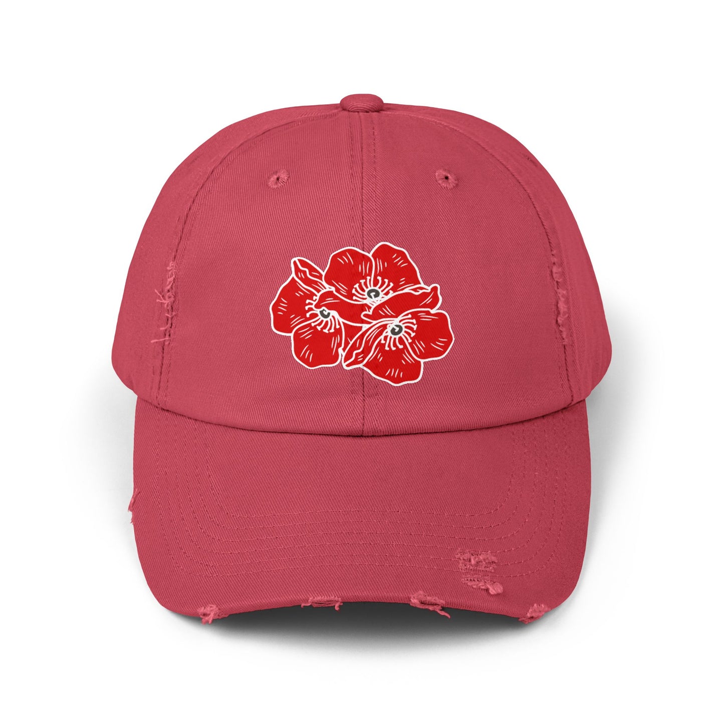 Poppies Unisex Distressed Cap