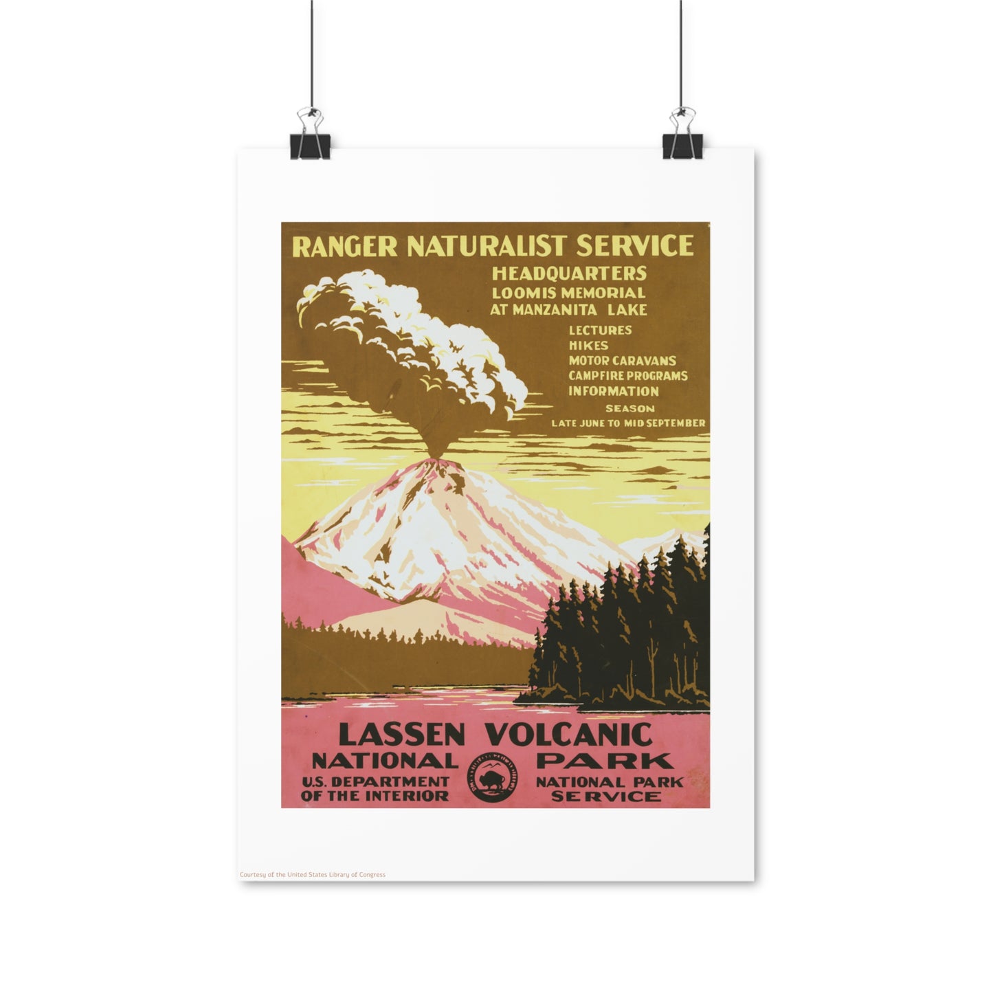 Lassen Volcanic National Park Illustration Vertical Poster EU