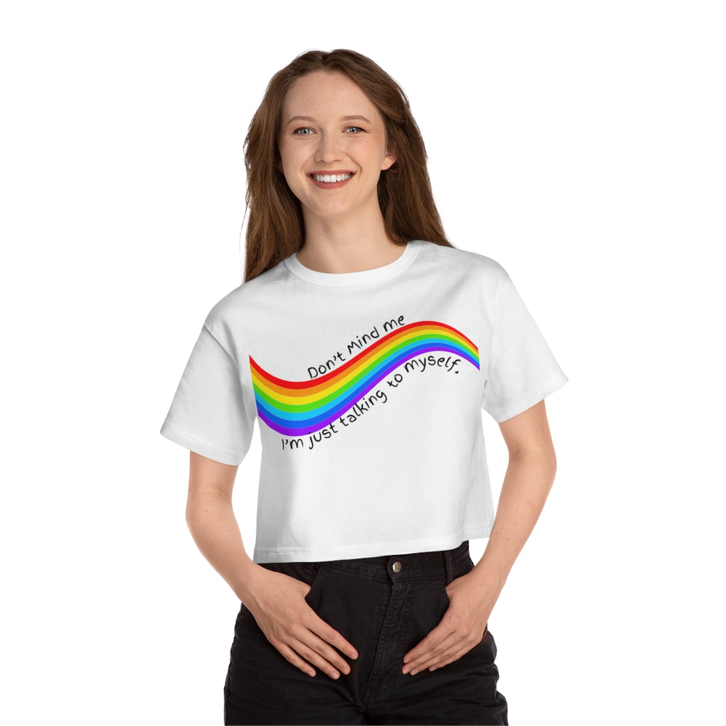 Talking to Myself Rainbow Champion Women's Heritage Cropped T-Shirt