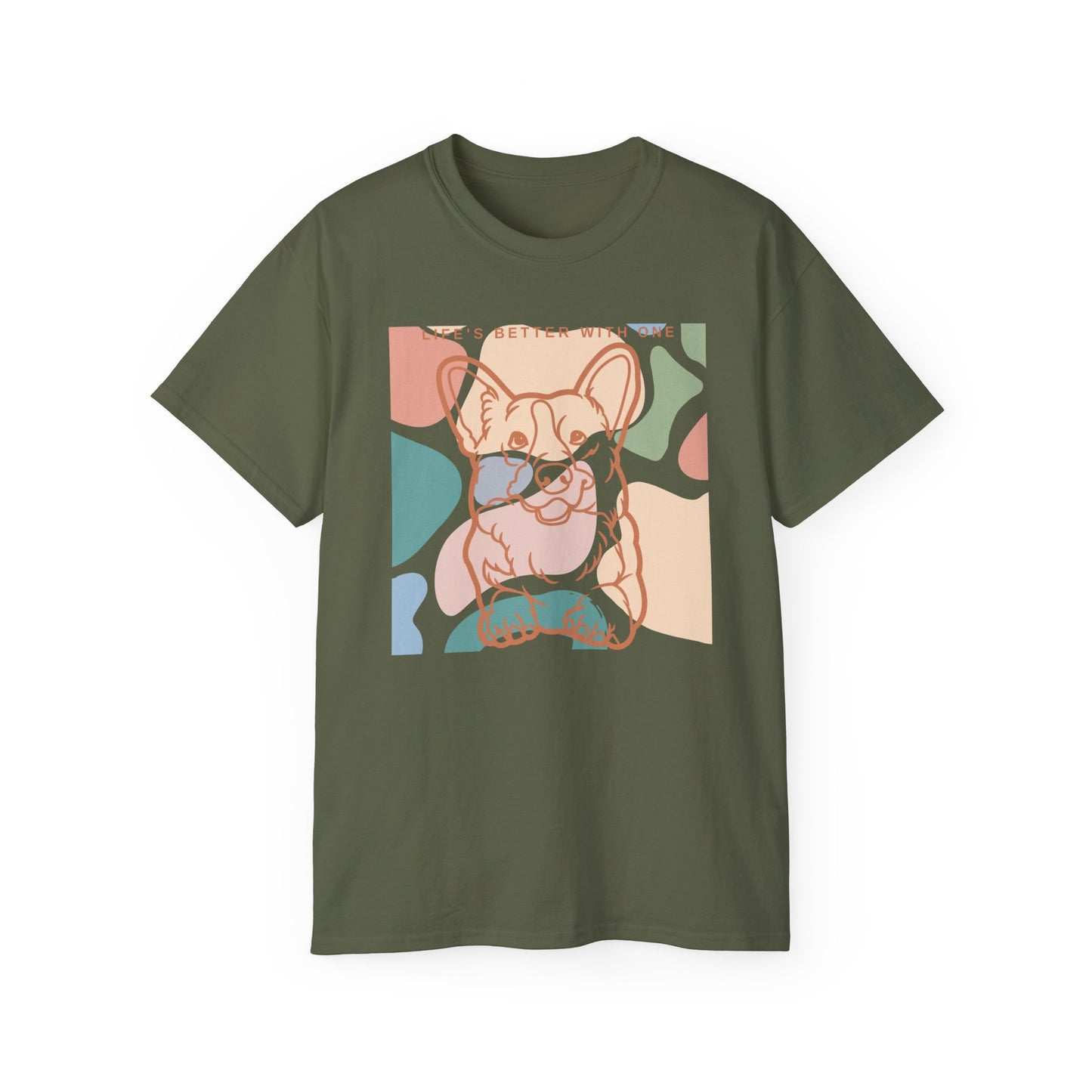 Linda camiseta unisex de algodón ultra fino Corgi de la UE de dos caras 