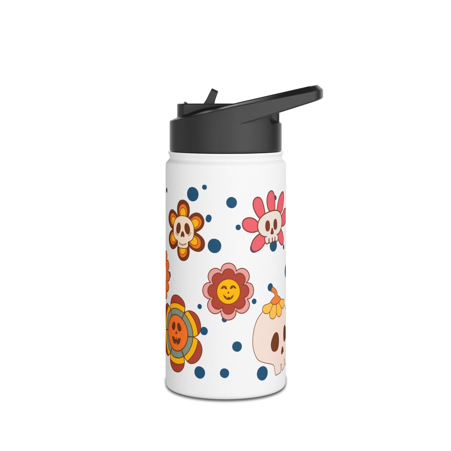 Halloween Flowers Stainless Steel Water Bottle, Standard Lid