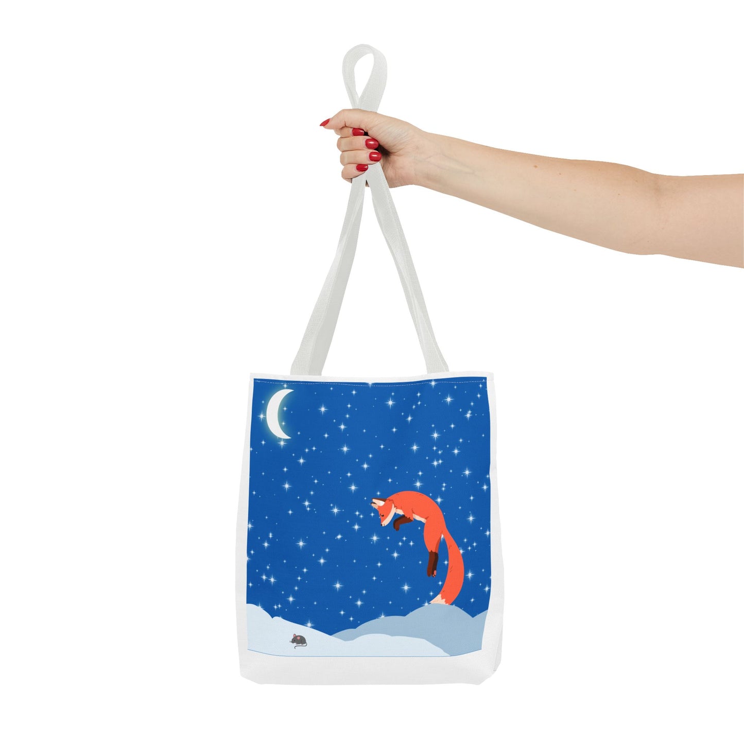 Snow Jumping Fox Tote Bag