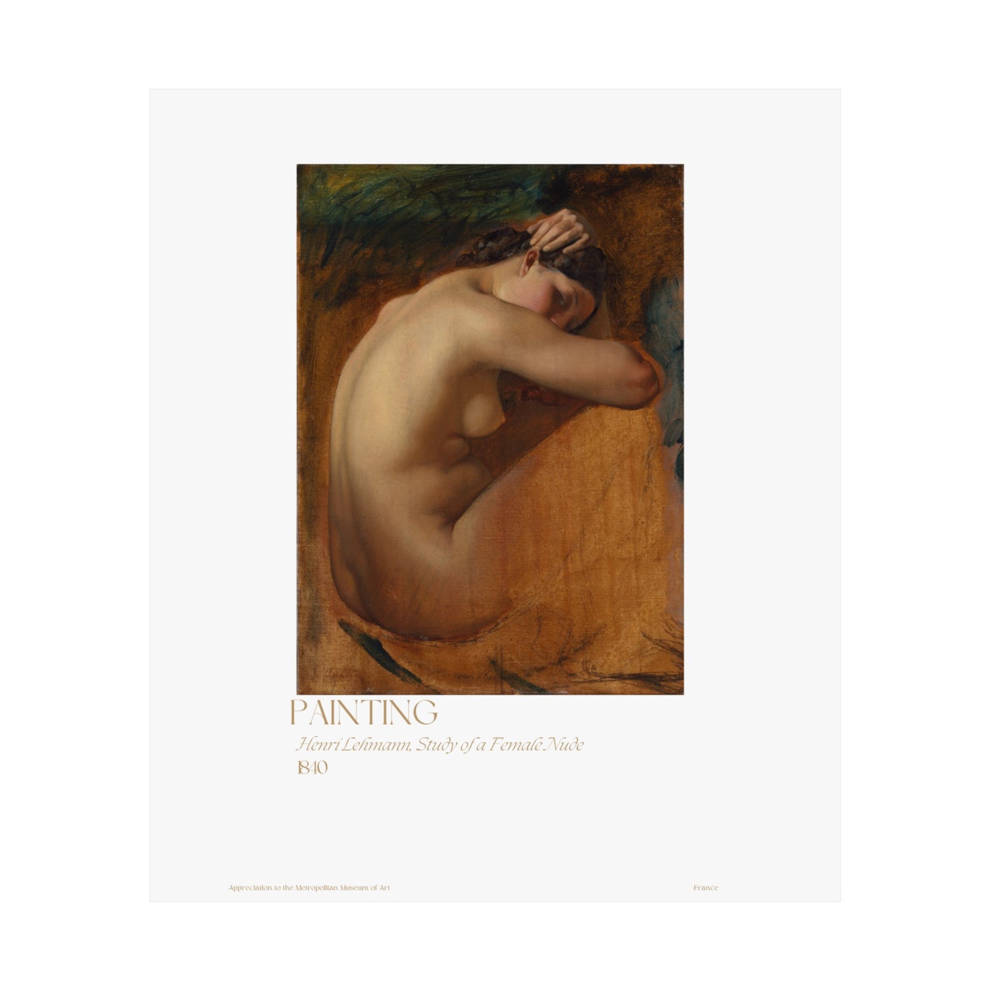 Henri Lehmann, Study of a Female Nude 1840 Vertical Posters