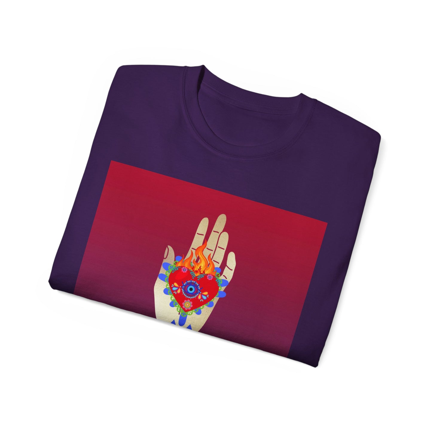 Camiseta de algodón ultra suave con ilustración de corazón ardiente de Passions EU