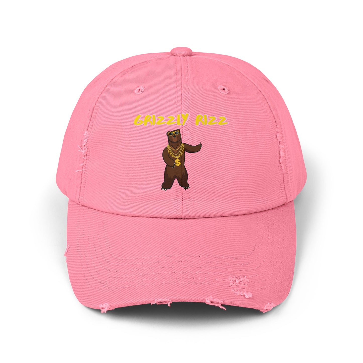 Grizzly Rizz Bear Unisex Distressed Cap