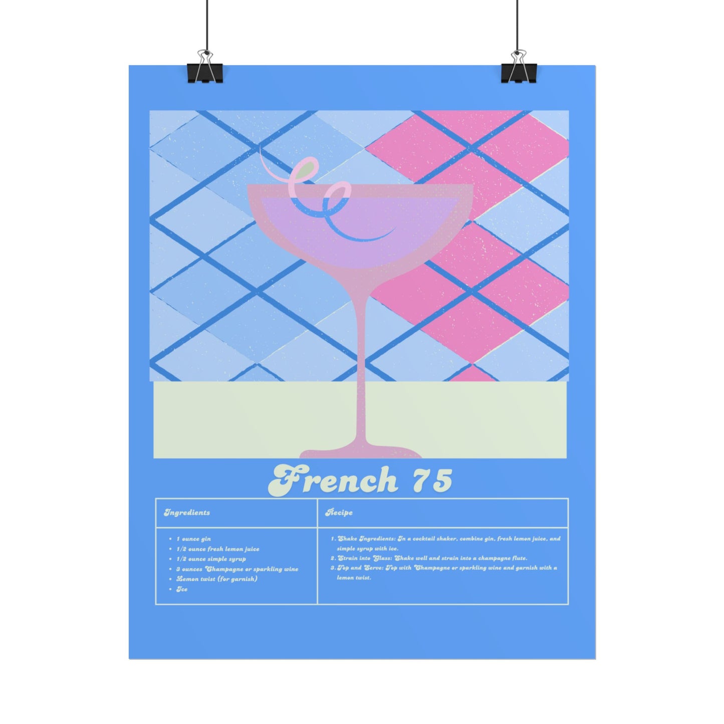 French 75 Illustration Vertical Poster SMALL EU