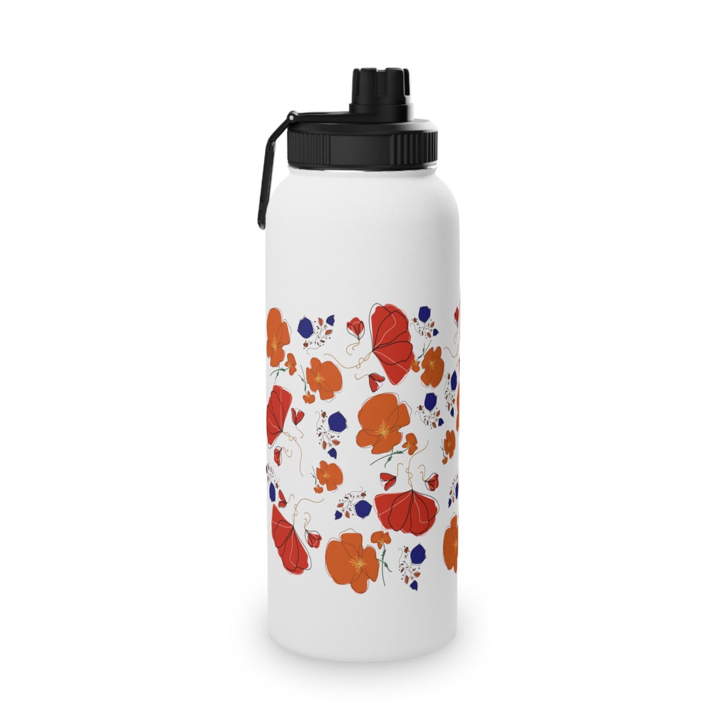 Poppies Steel Water Bottle, Standard Lid EU