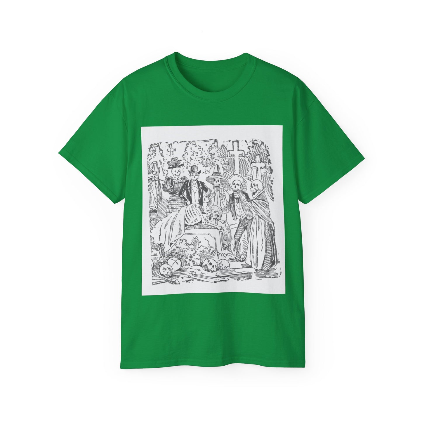 José Guadalupe Posada Un esqueleto con una sábana llorando en un cementerio 1880-1910 Camiseta unisex de algodón ultra fino UE