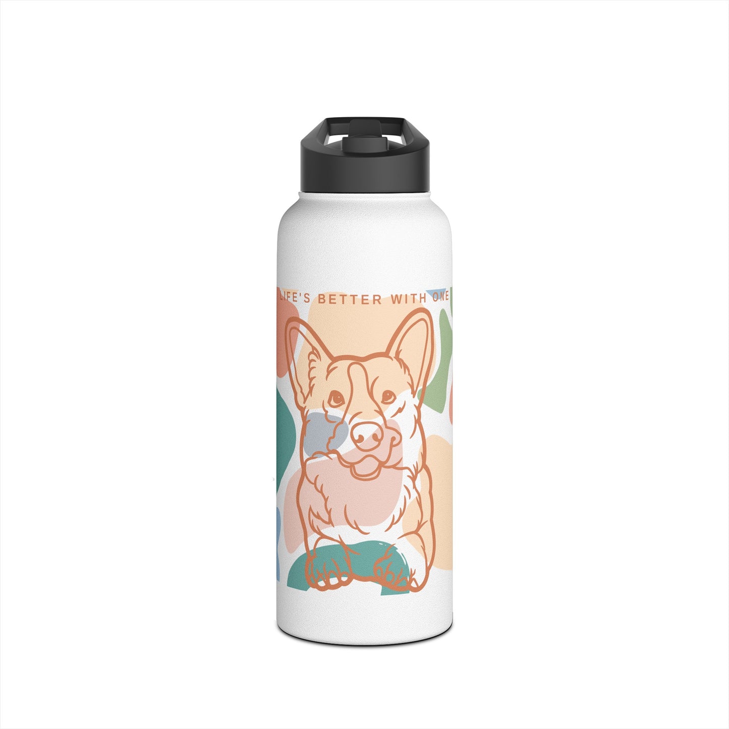 Cute Corgi Stainless Steel Water Bottle, Standard Lid