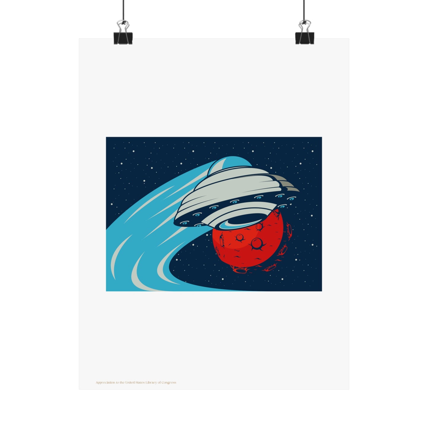 Space Ship Illustration Vertical Poster