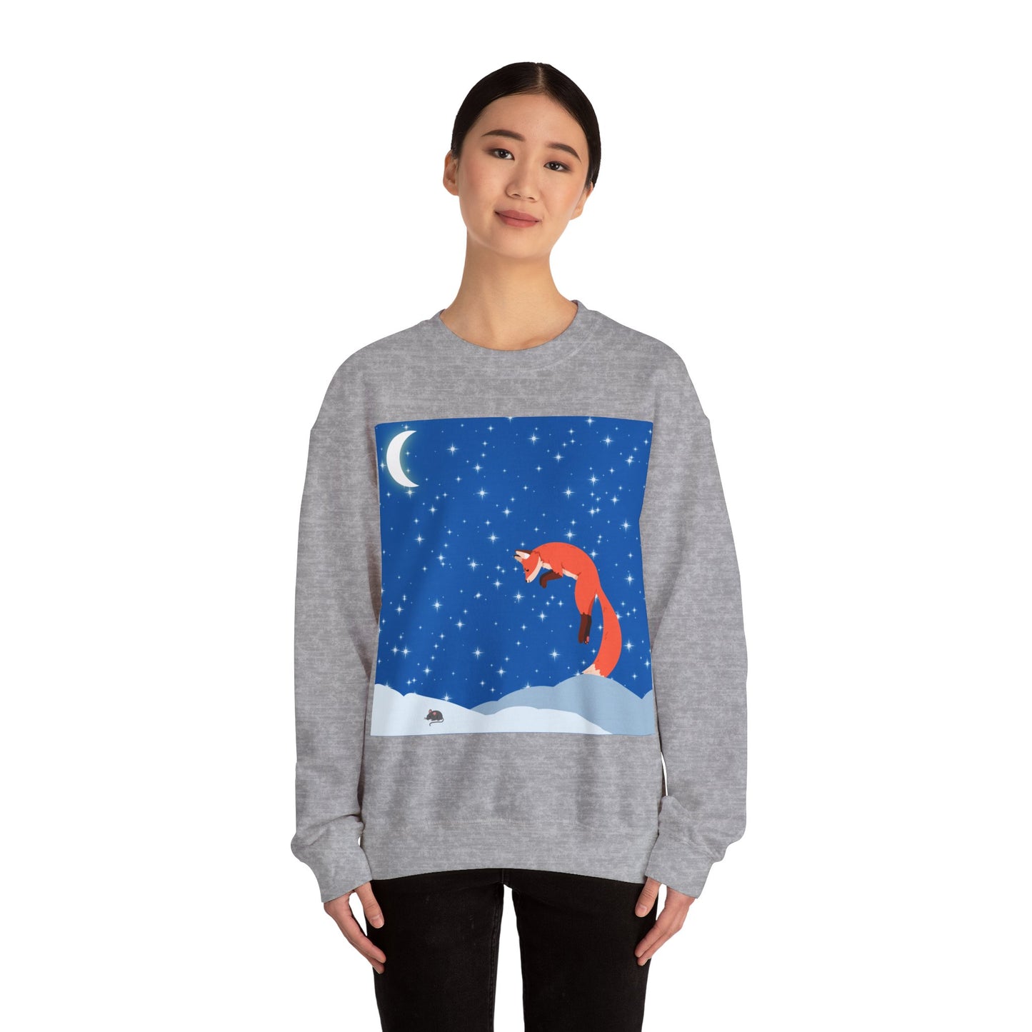 Snow Jumping Fox Unisex Heavy Blend™ Crewneck Sweatshirt EU