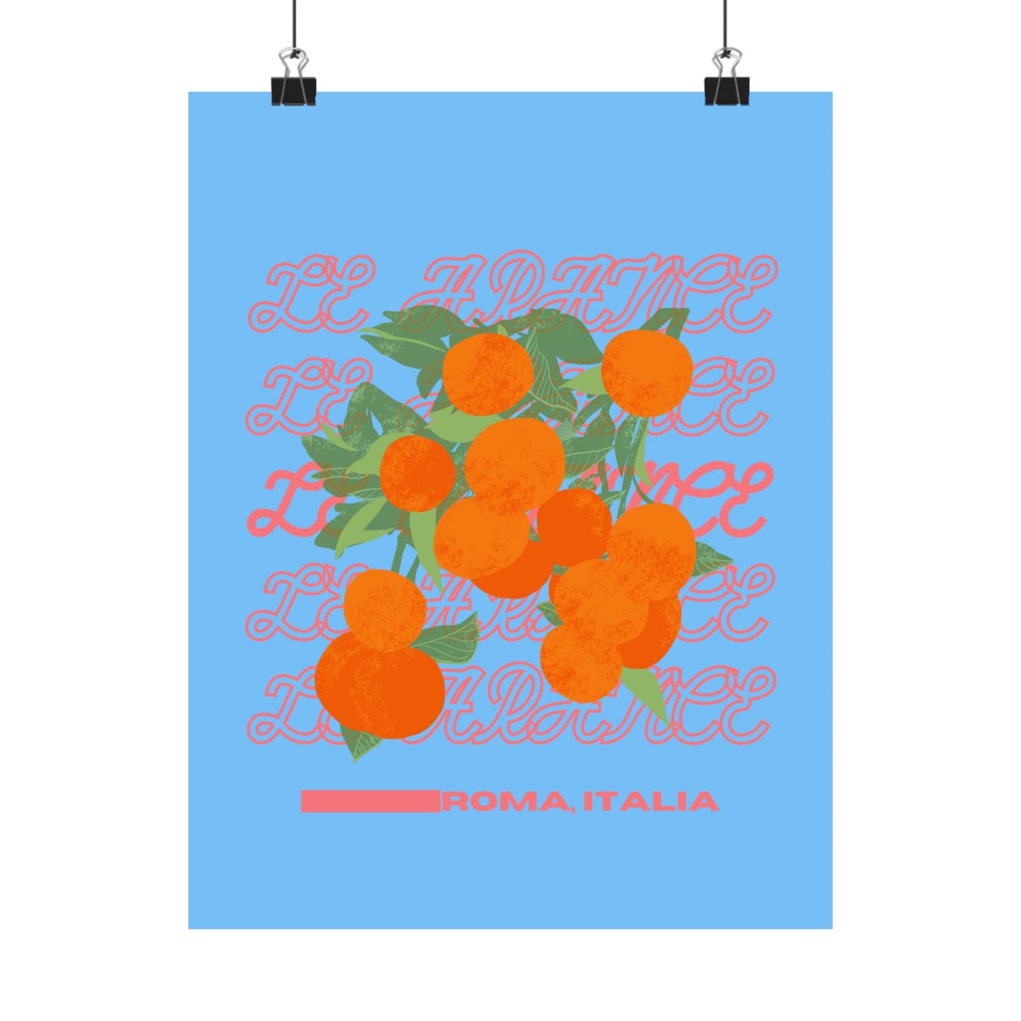 Oranges, Rome Italy Illustration Vertical Poster