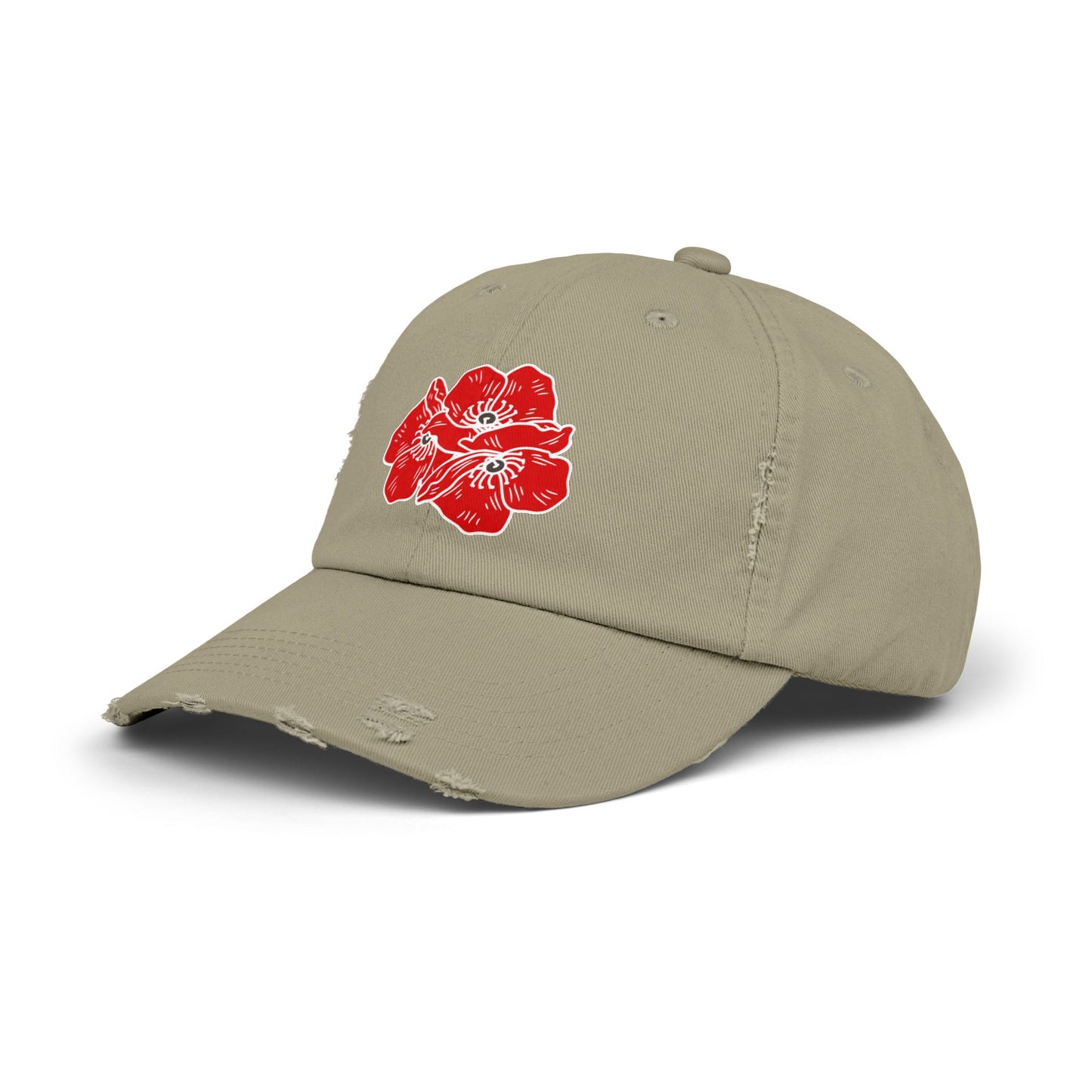 Poppies Unisex Distressed Cap