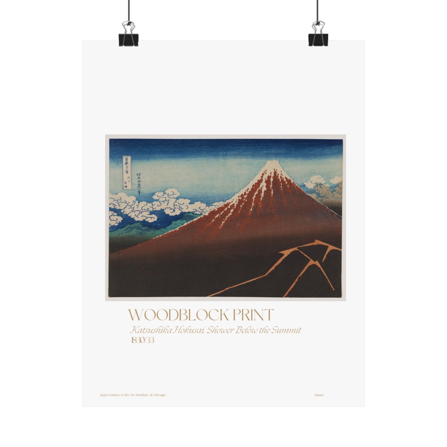 Katsushika Hokusai, Shower Below the Summit 1830/33 Vertical Poster