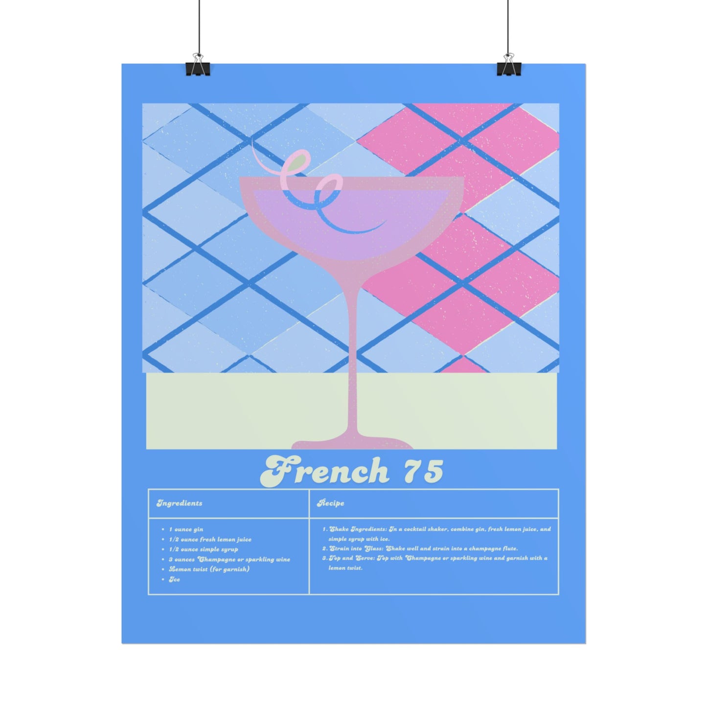 French 75 Illustration Vertical Poster SMALL EU