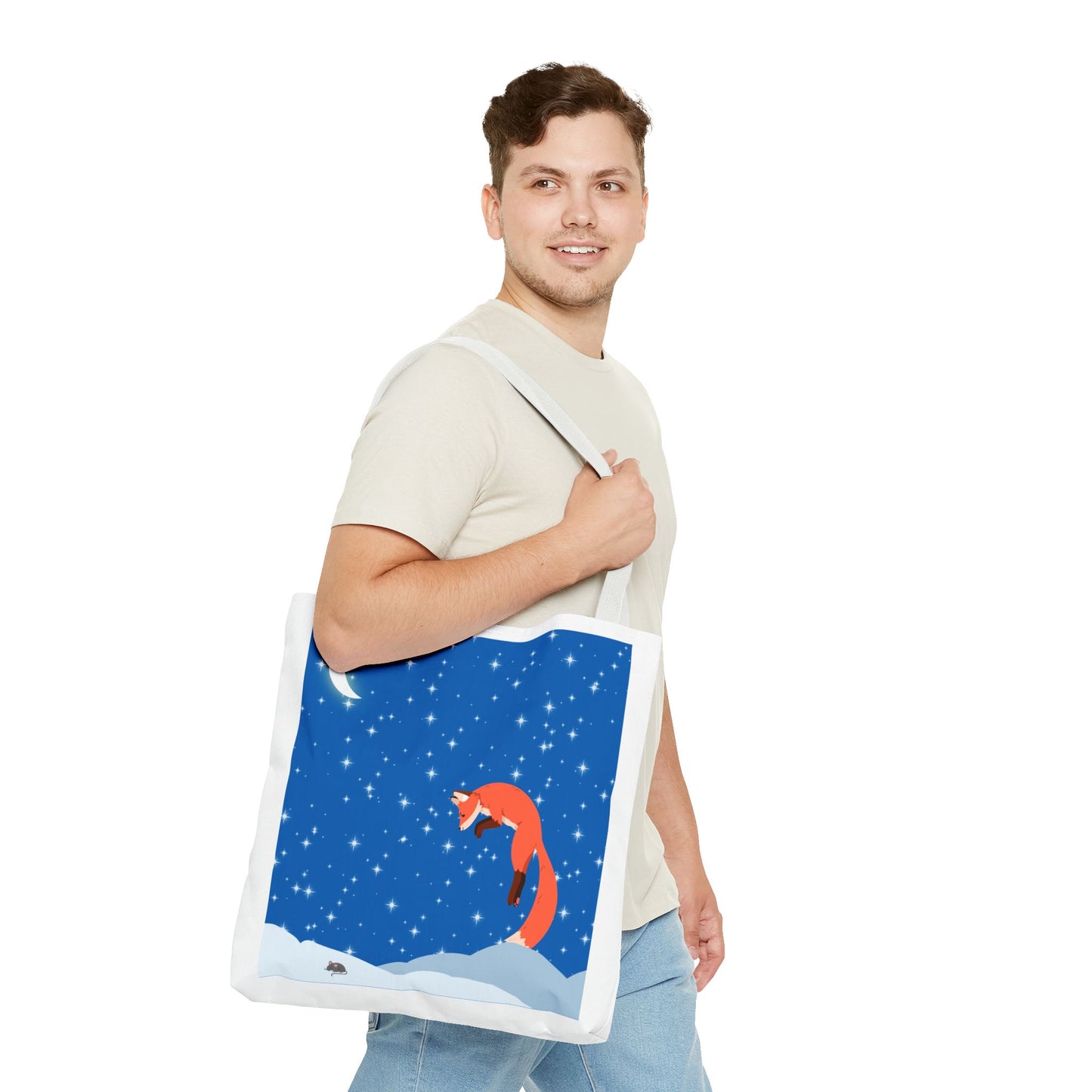 Snow Jumping Fox Tote Bag