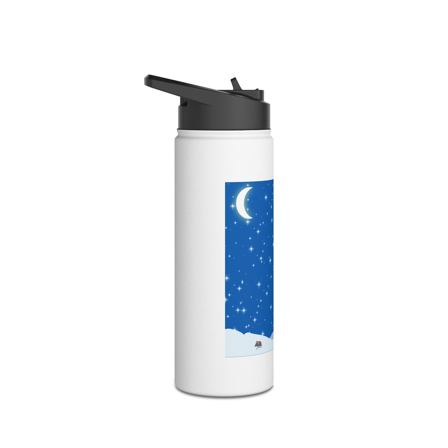 Snow Jumping Fox Stainless Steel Water Bottle, Standard Lid