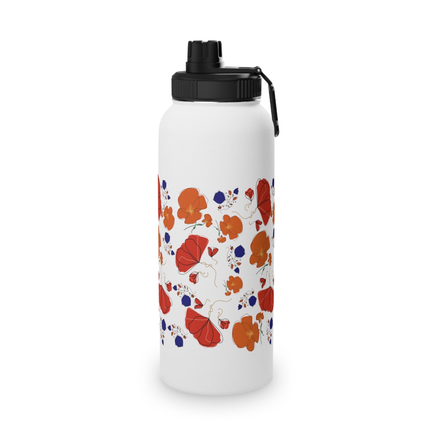 Poppies Steel Water Bottle, Standard Lid EU