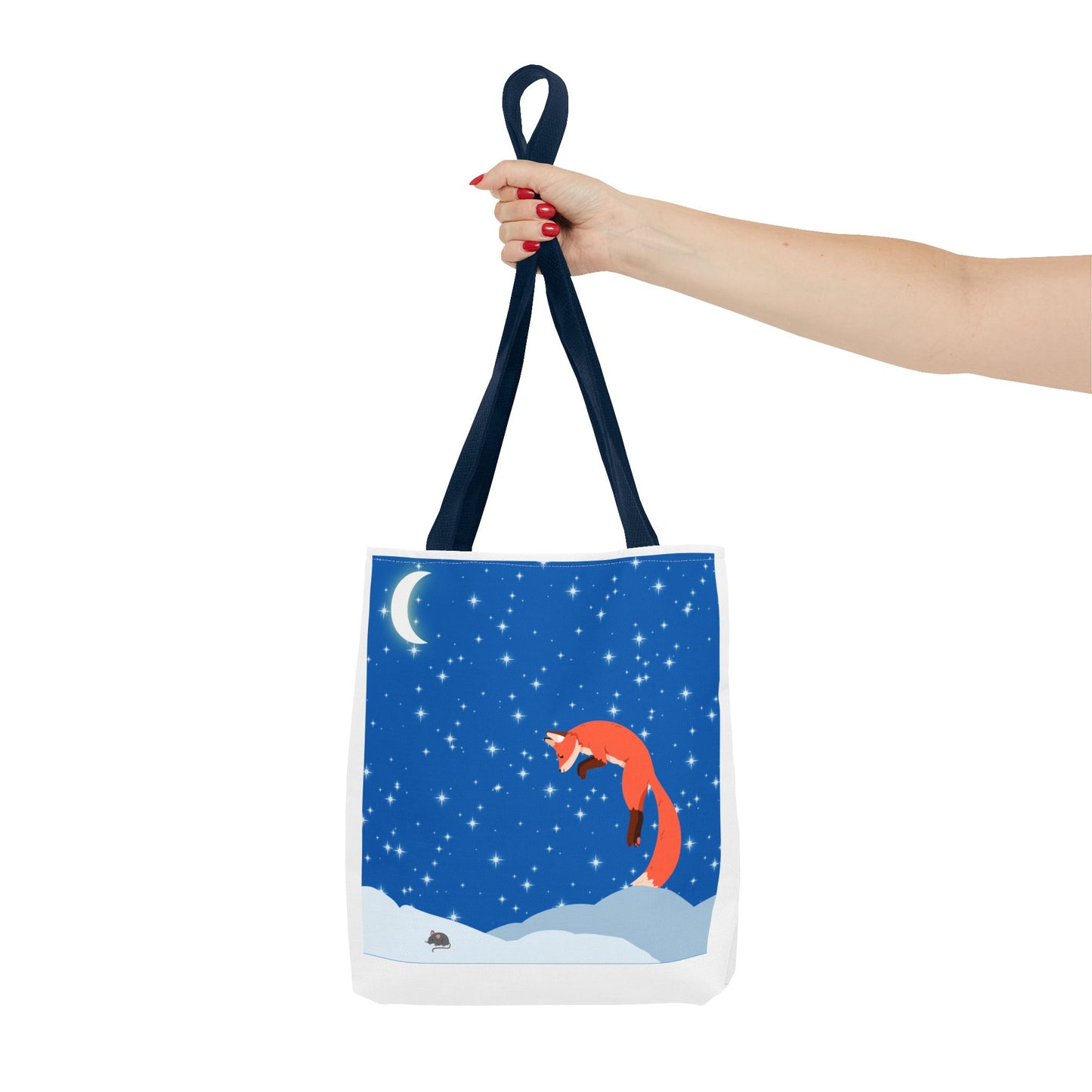 Snow Jumping Fox Tote Bag