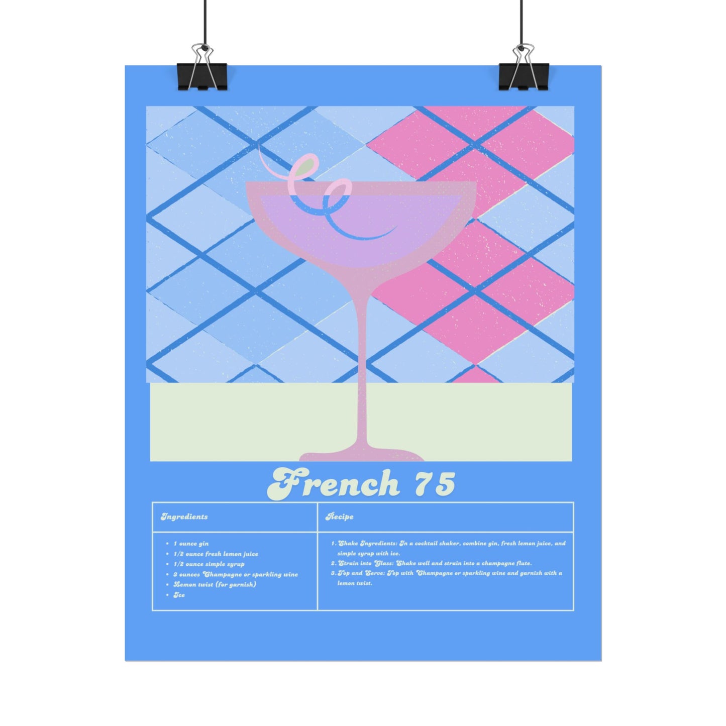 French 75 Illustration Vertical Poster SMALL EU