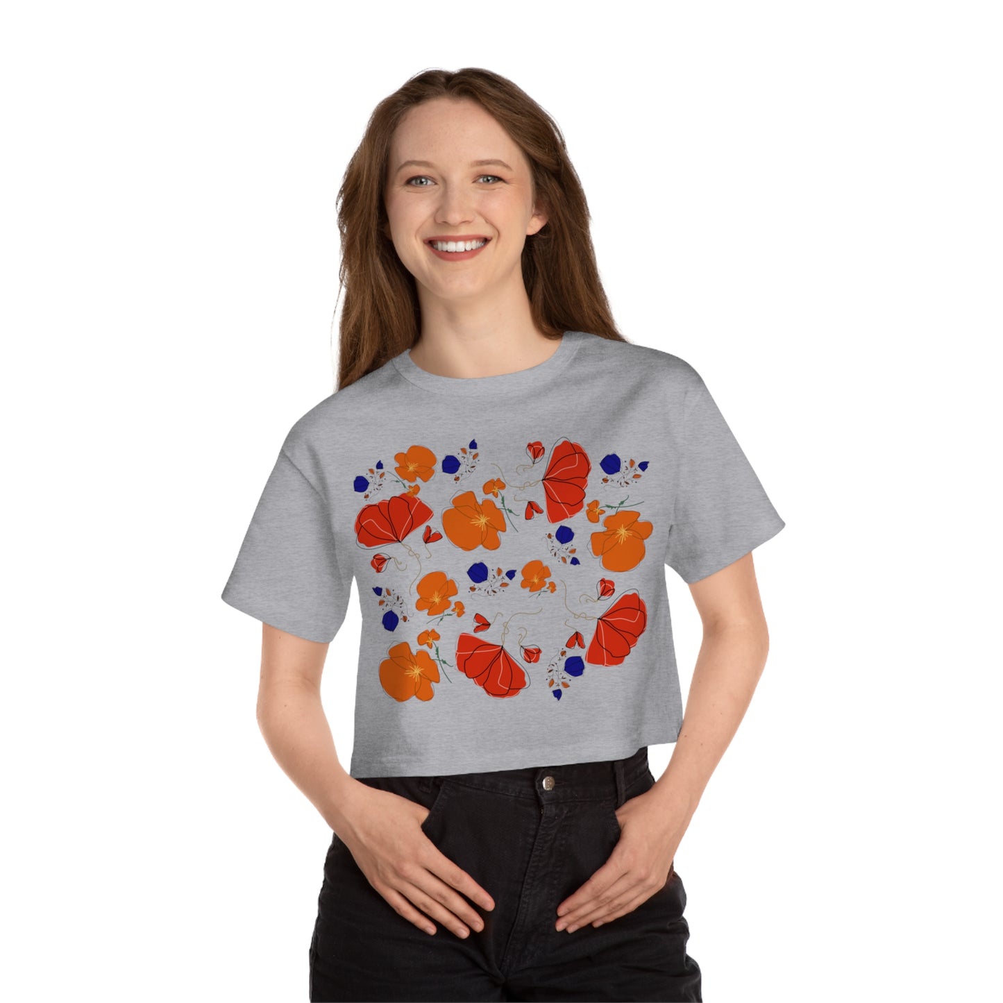 Poppy Bouquet Champion Women's Heritage Cropped T-Shirt