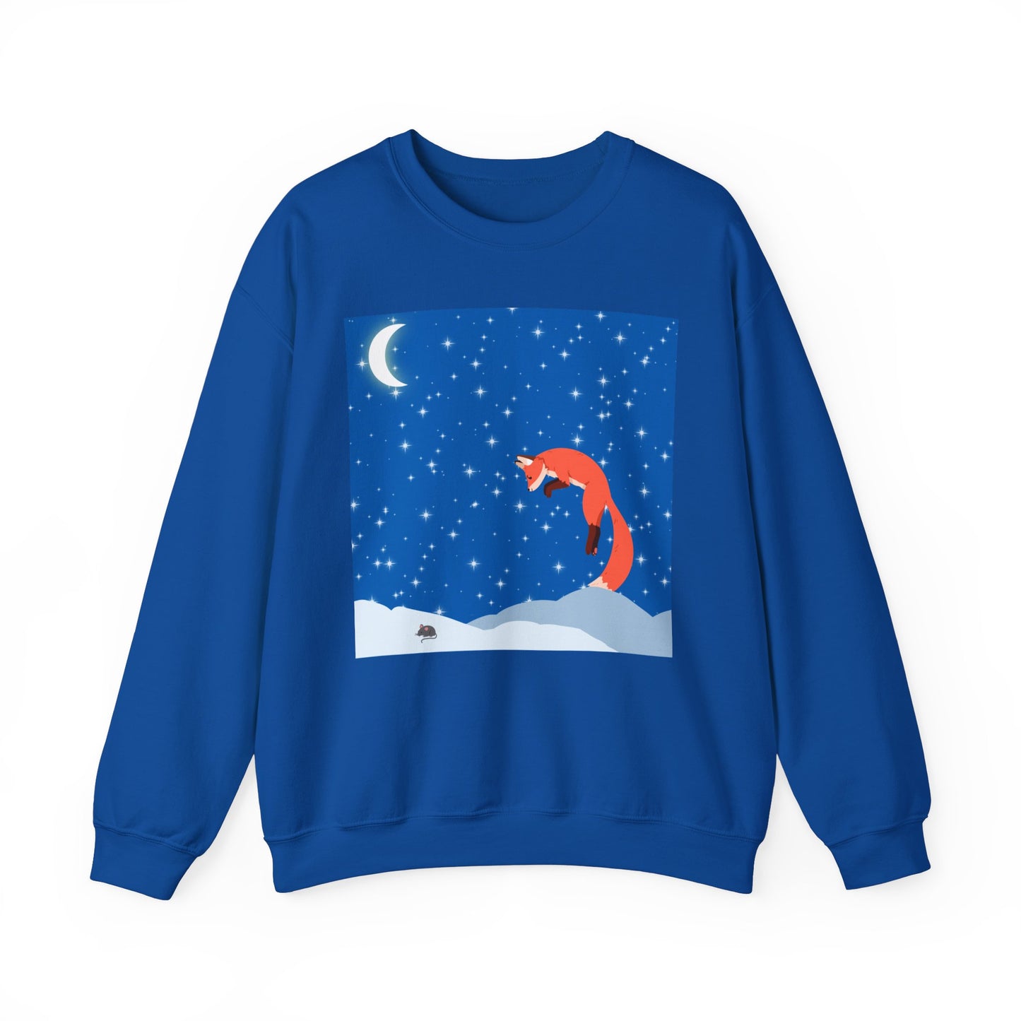 Sudadera unisex de mezcla pesada con cuello redondo Snow Jumping Fox