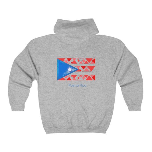 Sudadera unisex con capucha y cierre completo de mezcla pesada Modern Puerto Rico