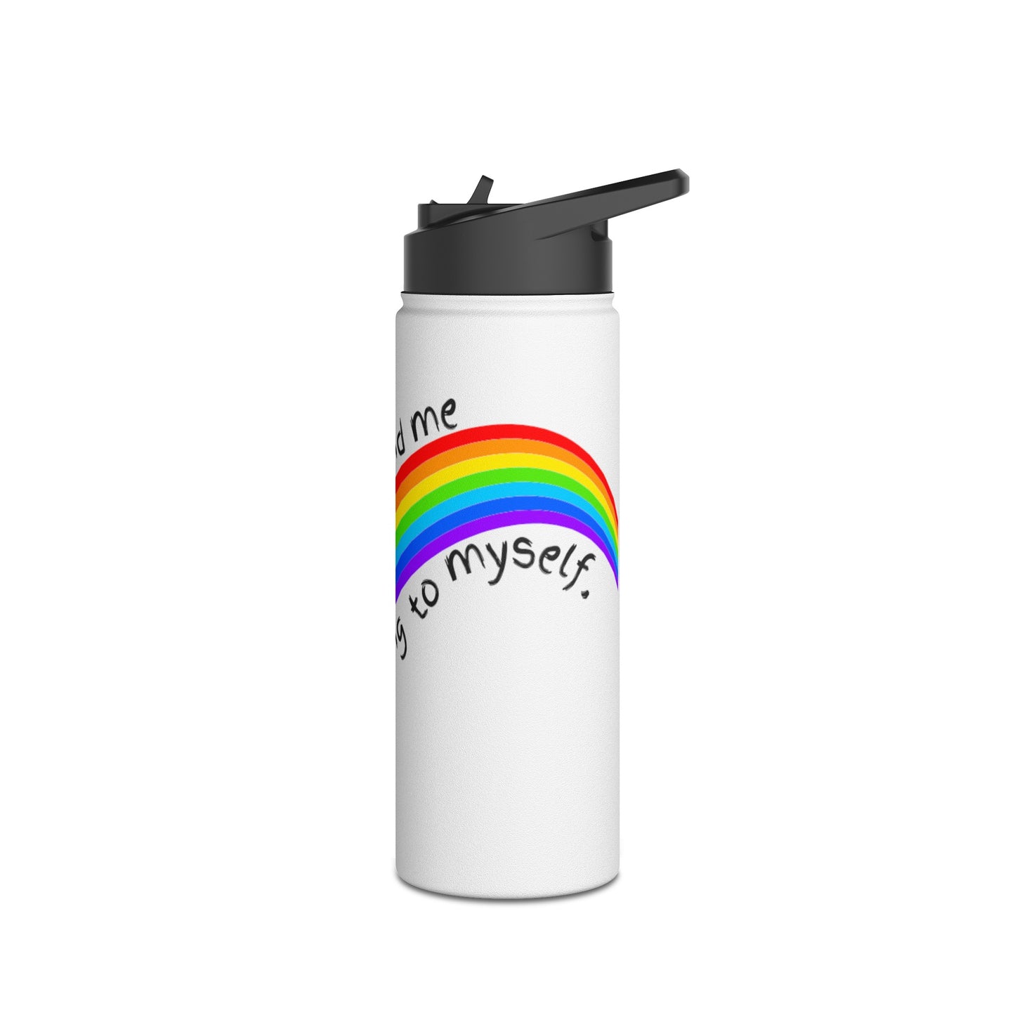 Talking to Myself Rainbow Stainless Steel Water Bottle, Standard Lid