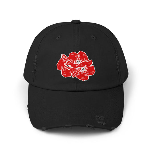 Poppies Unisex Distressed Cap