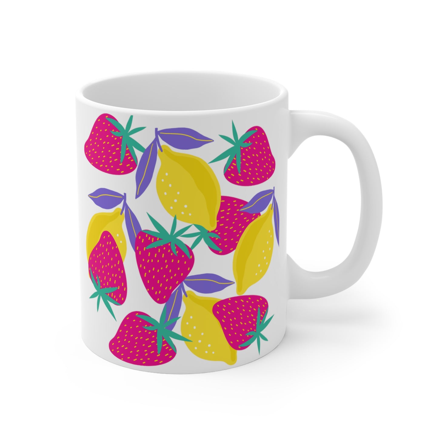 Taza de limones y fresas de 11 oz